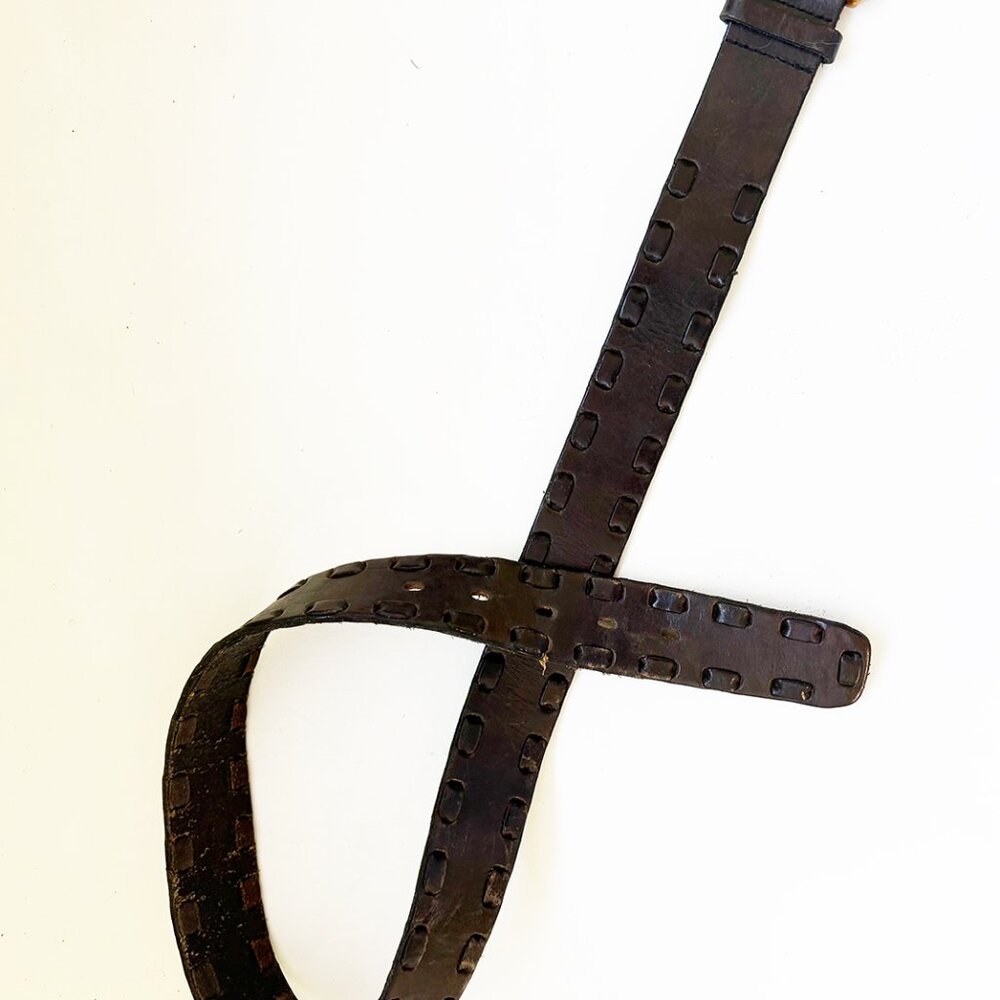 Fossil Black Leather Stitched Belt